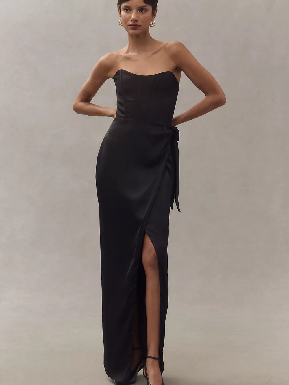 V. CHAPMAN JUNE CORSET FRONT-SLIT GOWN
